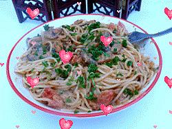 recette SPAGUETTIS AUX CHAMPIGNONS ET TOMATES