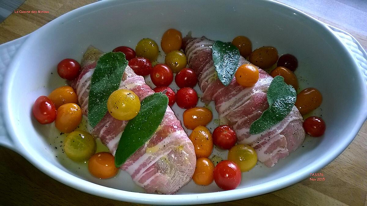 recette Blancs de Poulet Concassée de tomates et Lard Fumé