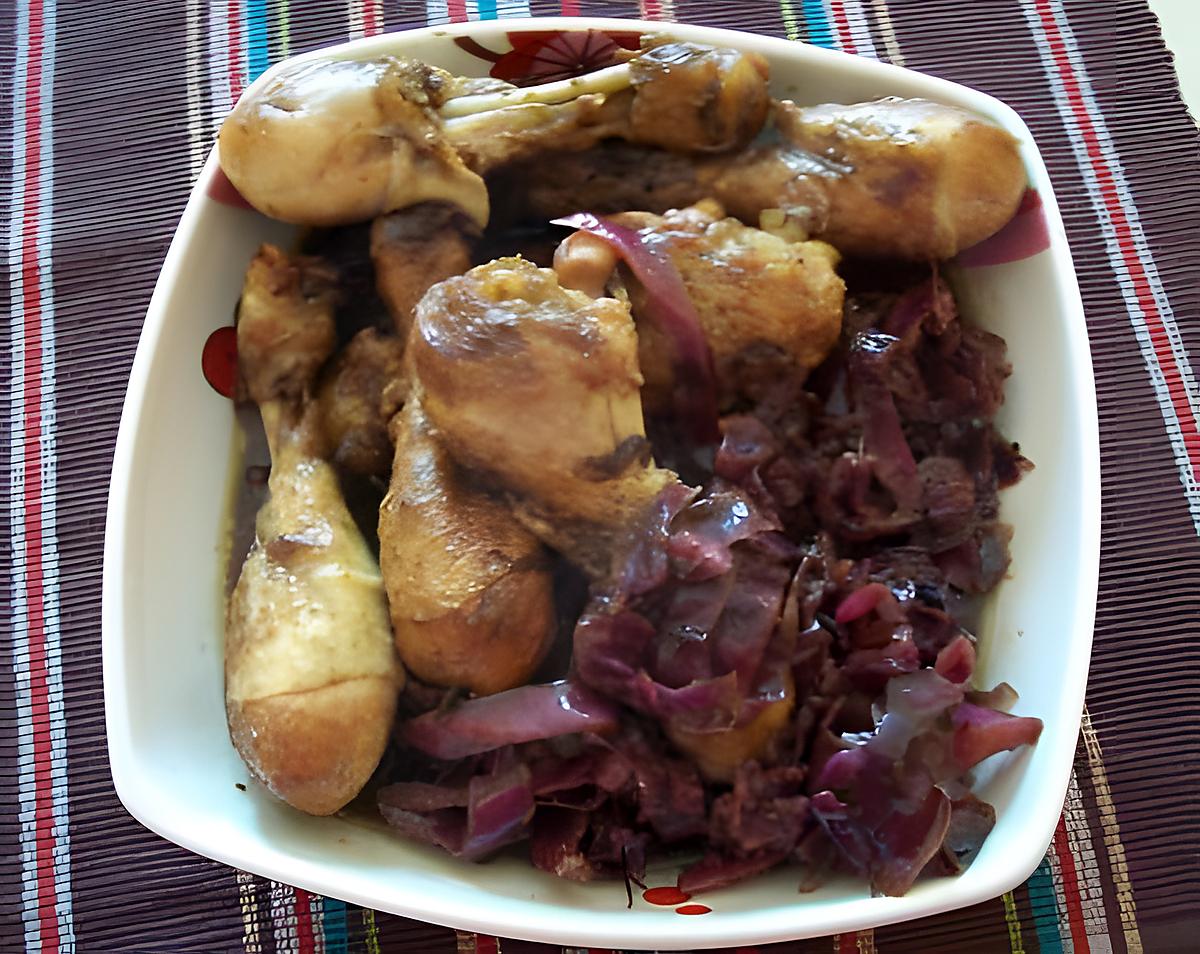 recette Cuisses de Poulet aux choux rouget et  à la Bière