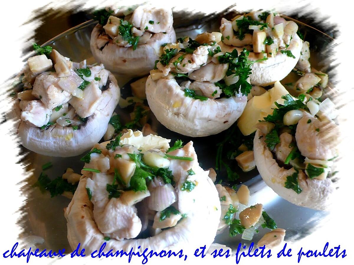 recette chapeaux de champignons,et ses filets de poulets