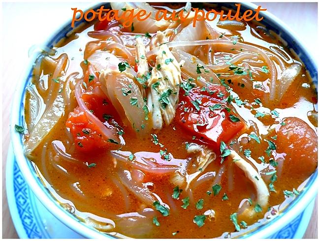 recette potage poulet, vermicelle chinois