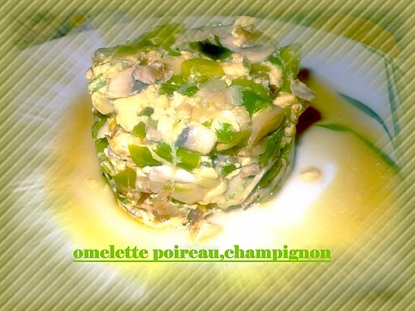 recette omelette au poireau,champignon