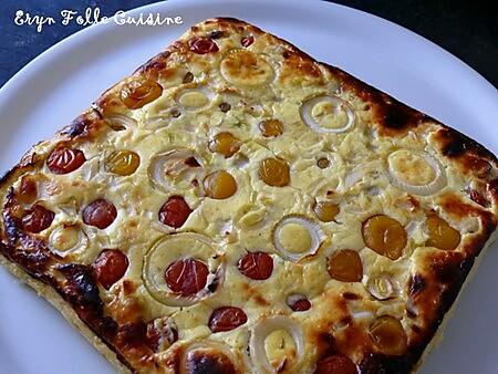 recette Gâteau plume aux tomates cerise, à l'oignon et au basilic d'eryn