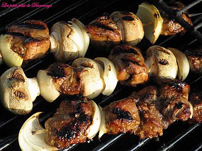 recette Brochettes de porc miel et ail