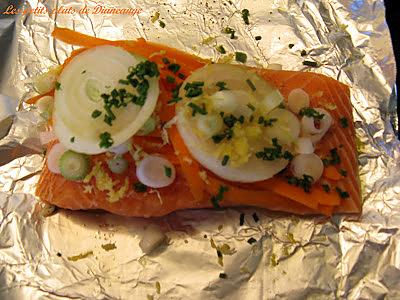 recette Pavé de saumon aux petits légumes