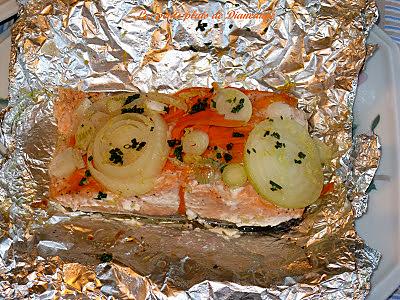 recette Pavé de saumon aux petits légumes