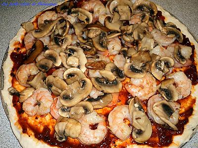 recette Pizza aux crevettes et pesto