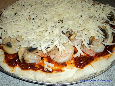 recette Pizza aux crevettes et pesto