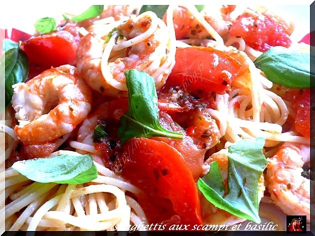 recette Spaghettis aux scampi et basilic