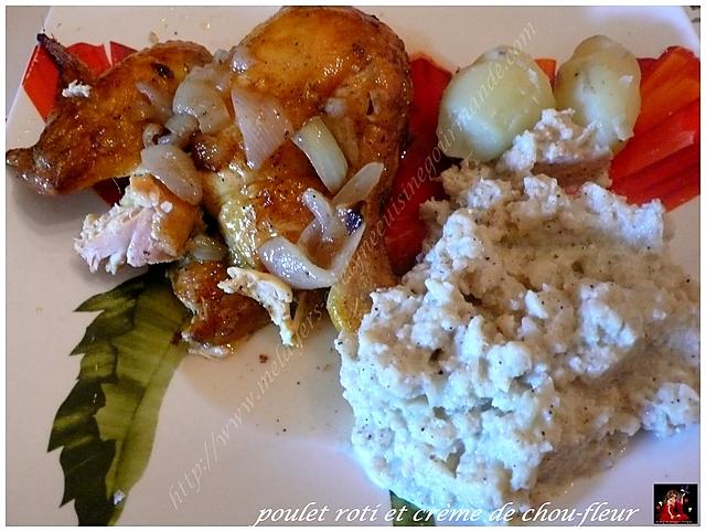 recette Poulet rôti et crème de chou-fleur