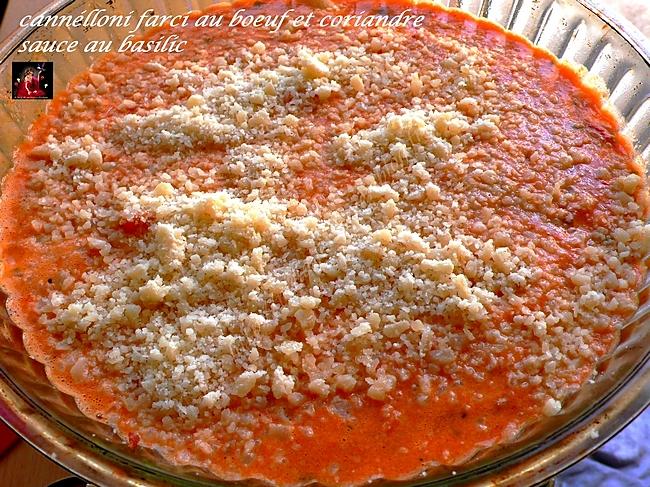 recette cannelloni farcie boeuf coriande, sauce basilic