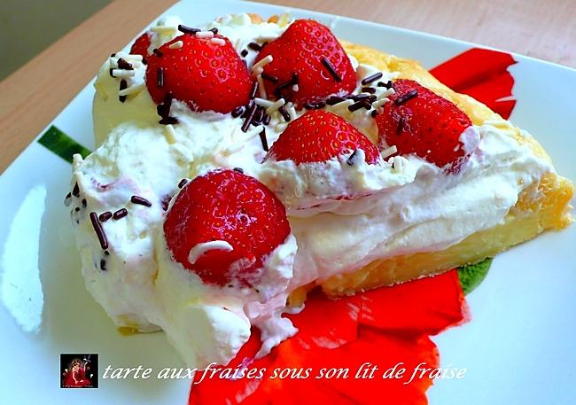 recette tarte aux fraises sur son lit de crème