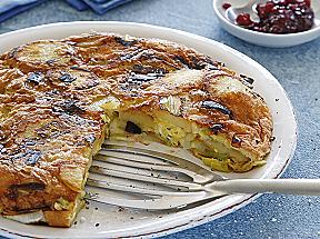 recette Tortilla aux poireaux avec airelles