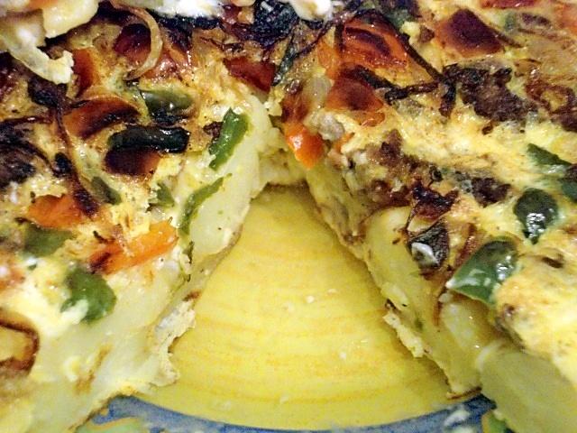 recette FRITATTA AU POULET ET AUX 2 POIVRONS