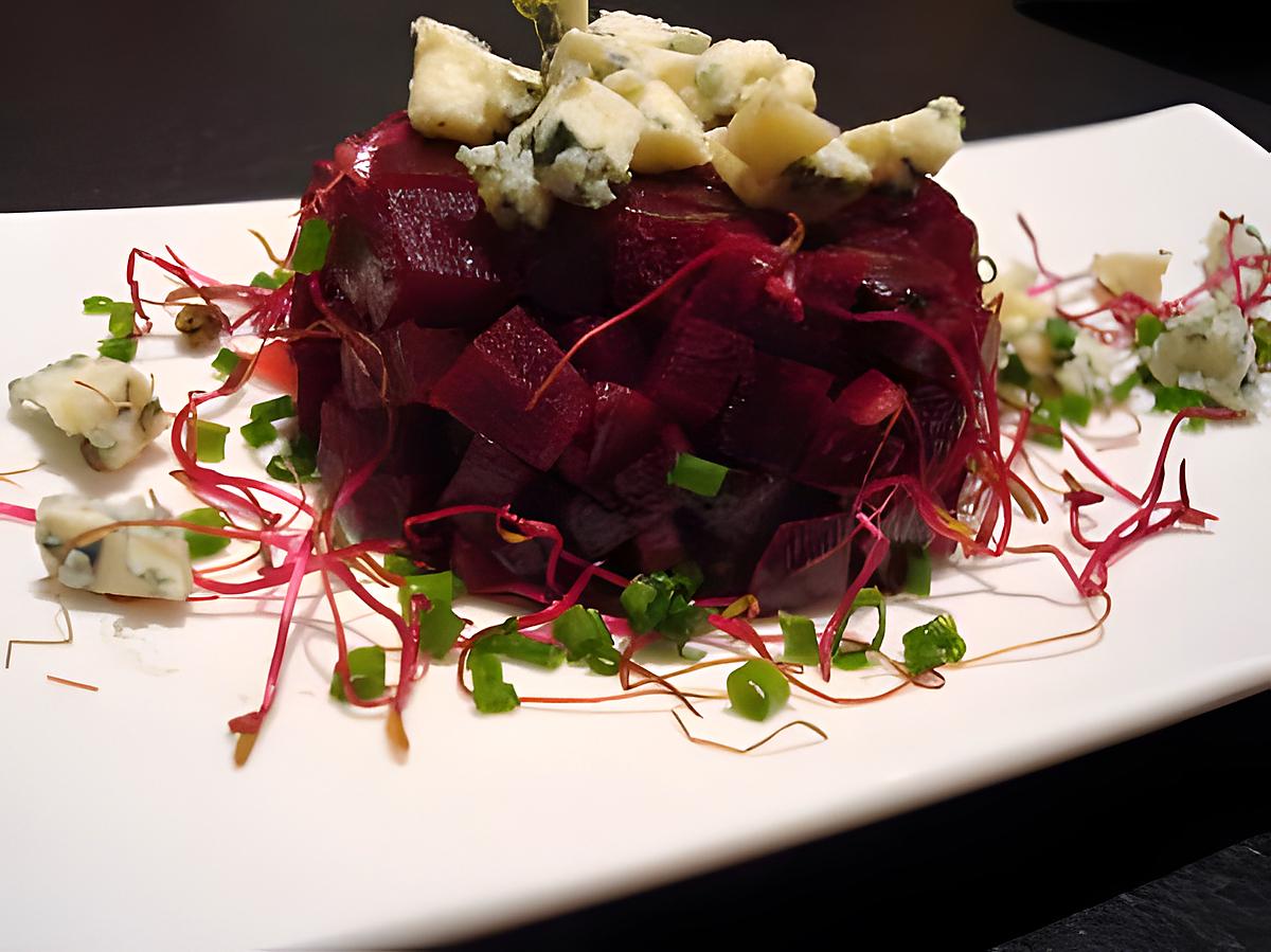 recette Betteraves rouges en tartare et Bleu d'Auvergne