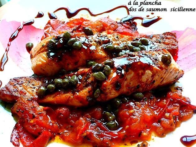 recette À la plancha dos de saumon sicilienne