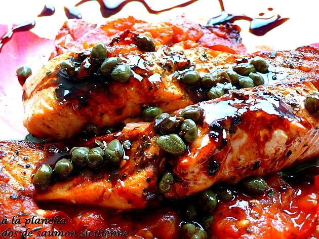 recette À la plancha dos de saumon sicilienne