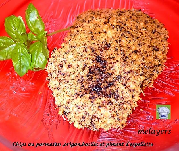 recette Chips au parmesan ,origan,basilic et piment d’espellette