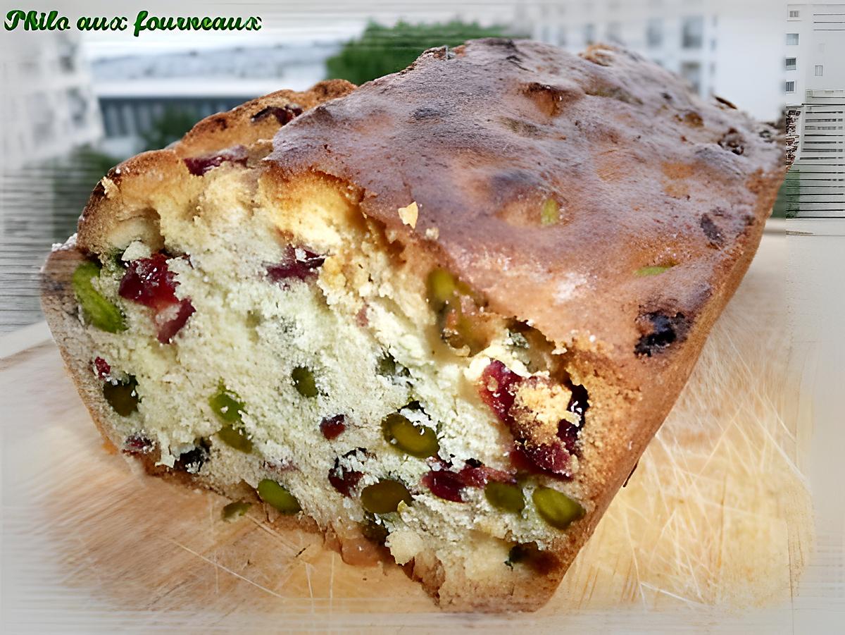 recette Cake ancien aux pistaches, aux cranberries parfumé au citron & à la vodka