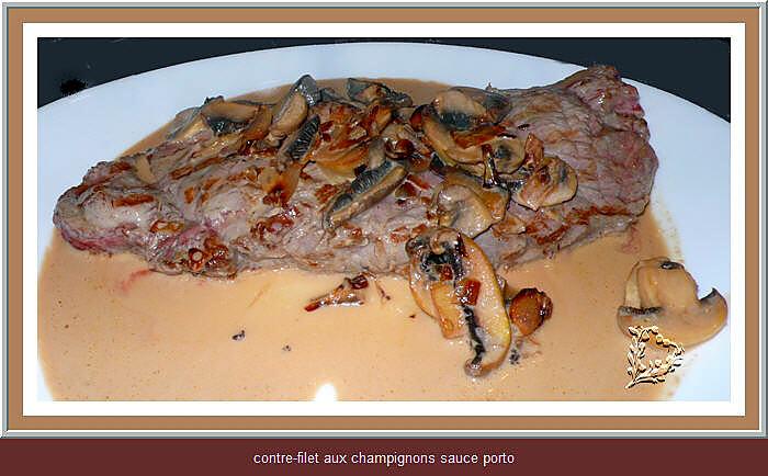 recette Faux-filet aux champignons sauce Porto