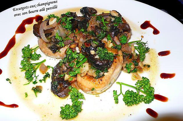 recette escargots aux champignons avec son beurre ailé persillé