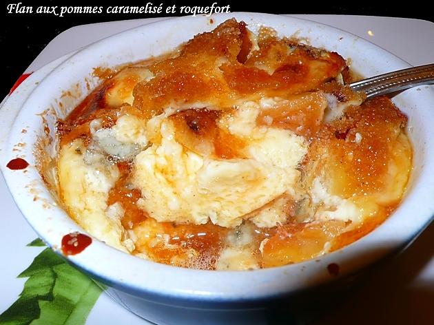 recette Flan aux pommes et roquefort caramélisé