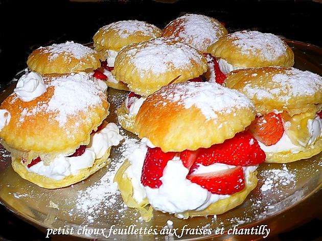 recette petits choux feuillettés aux fraises et chantilly