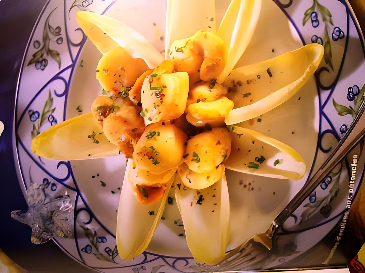 recette Barquettes d'endives aux pétoncles