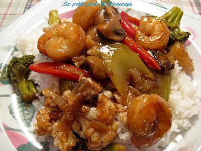 recette Sauté de légumes et crevettes sauce teriyaki