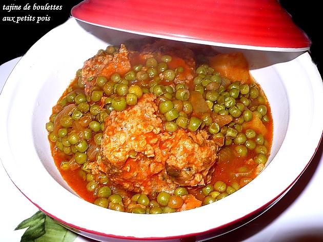 recette tajine de boulettes aux petits pois