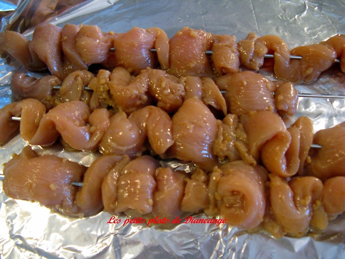 recette Brochettes de poulet, sauce aux arachides.