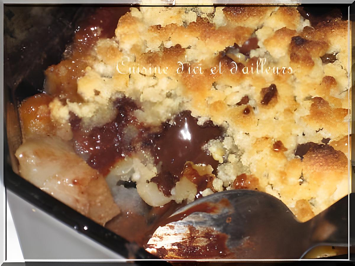 recette Crumble express ! Poires/chocolat