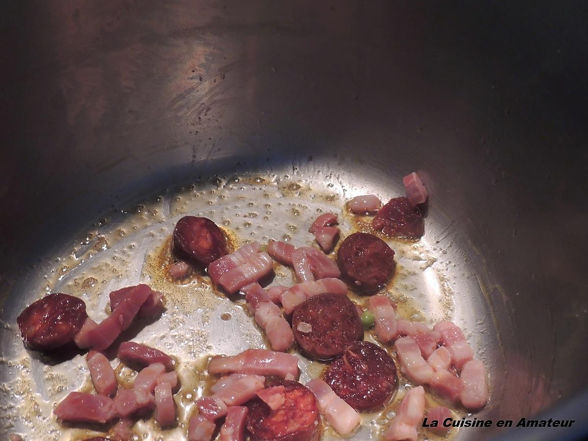 recette Petits pois au chorizo & saucisses