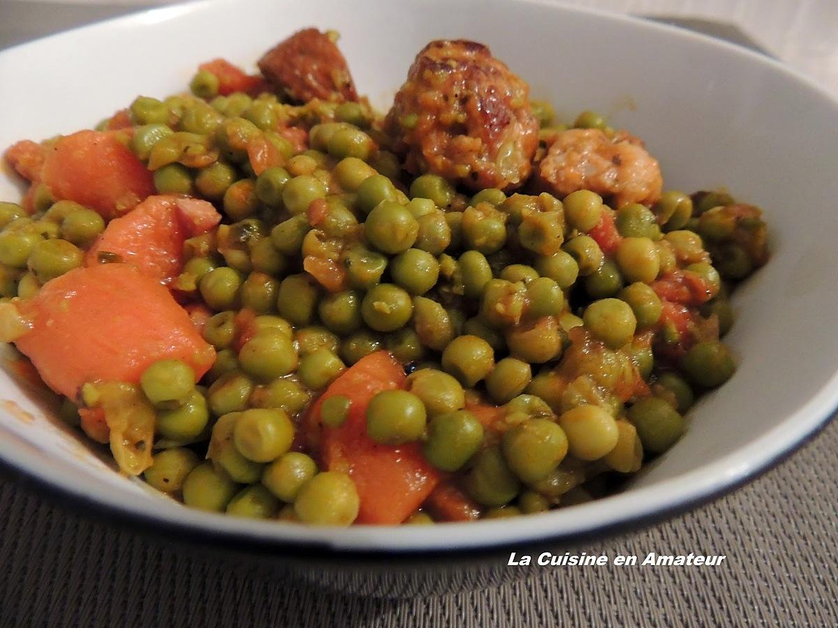 recette Petits pois au chorizo & saucisses