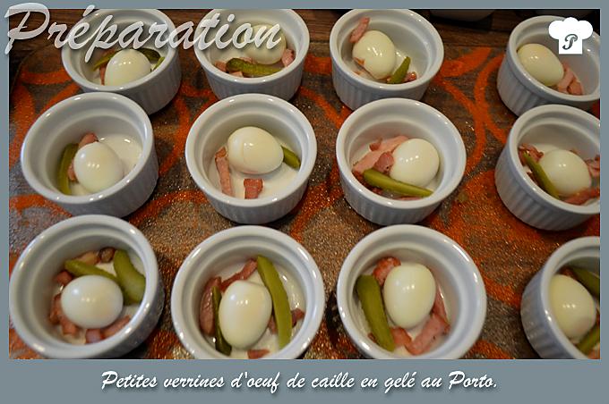 recette Petites verrines d’œuf de caille en gelé au Porto