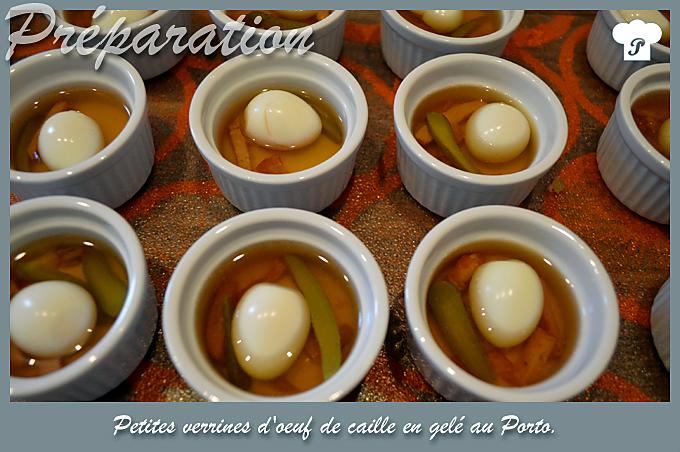 recette Petites verrines d’œuf de caille en gelé au Porto