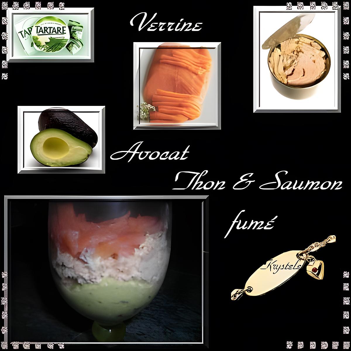 recette verrine avocat, thon et saumon fumé