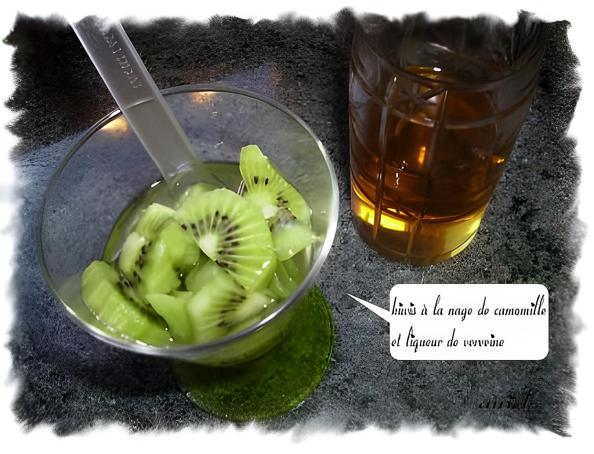 recette kiwis à la nage de camomille et liqueur de verveine