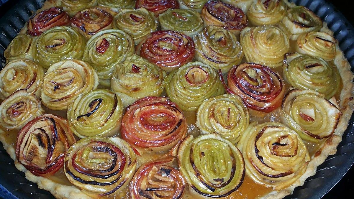 recette Tarte aux pommes bouquet de roses