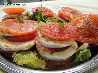 recette Mille-feuilles tomate mozzarella pistou