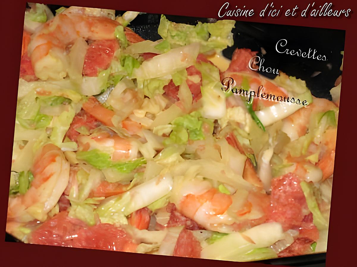 recette chou chinois aux crevettes et pamplemousse