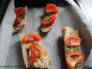 recette Tartines jambon, mozzarella, pesto