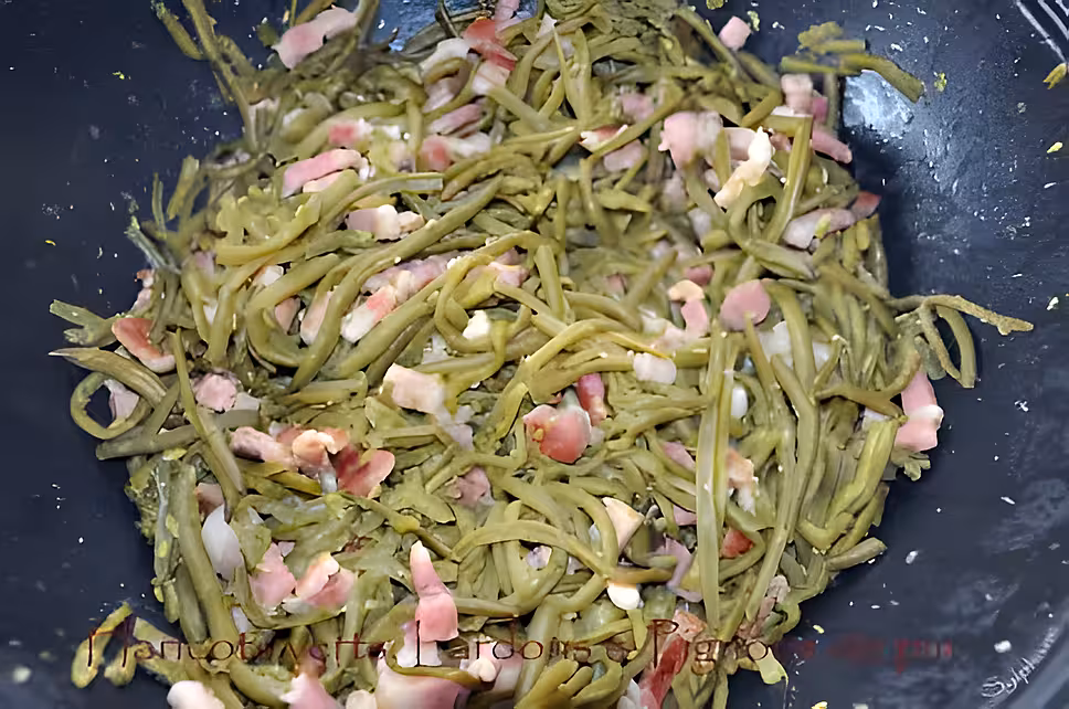 recette Hacots verts, lardons & pignons de pin