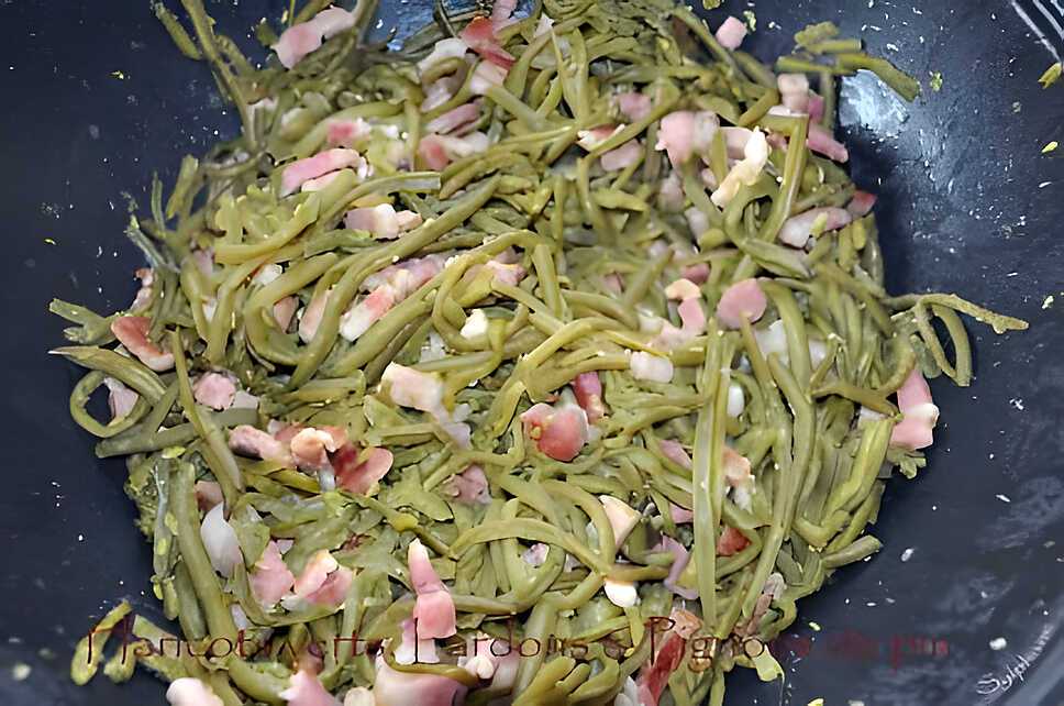 recette Hacots verts, lardons & pignons de pin