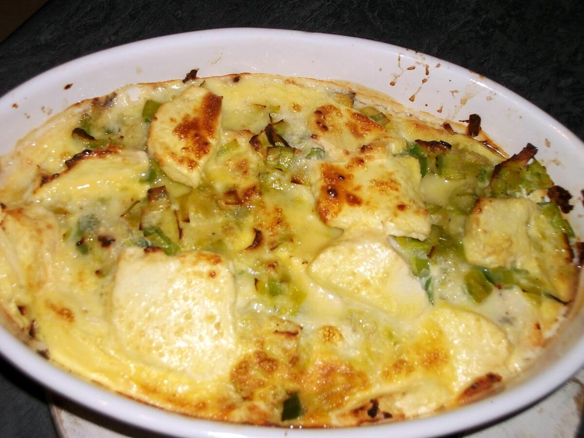 recette Gratin de carrelet aux poireaux (régime dukan)