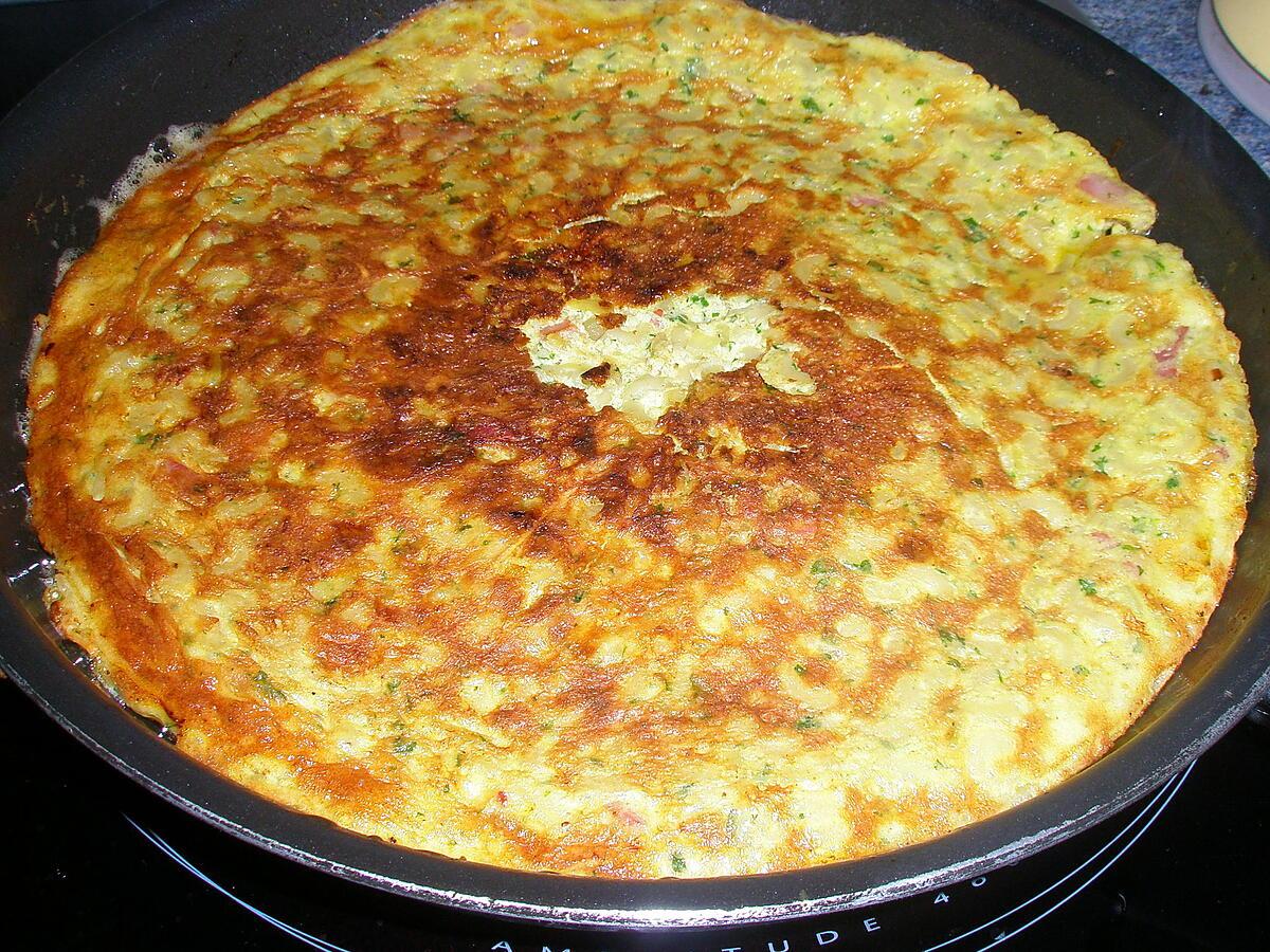 recette Omelette aux coquillettes façon tortilla