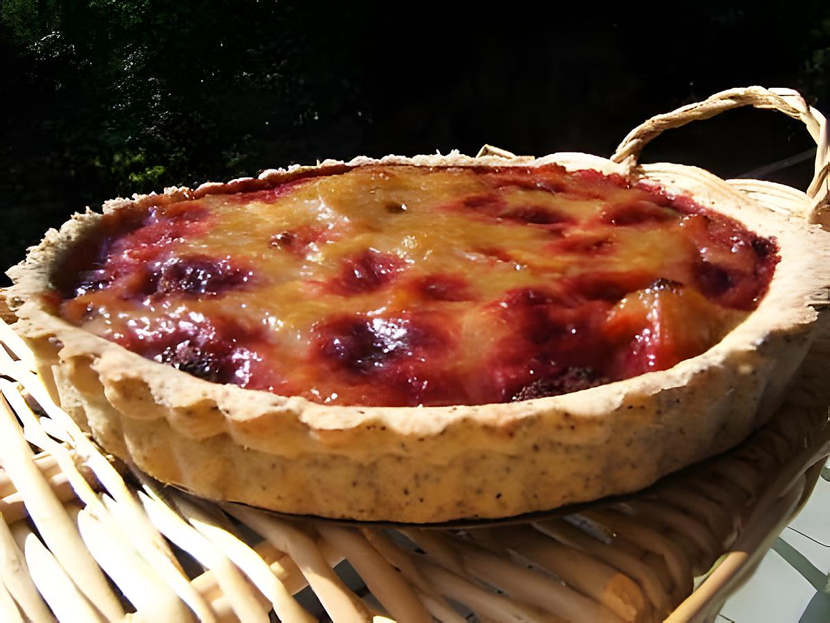 recette Tarte au pavot bleu -rhubarbe et framboise