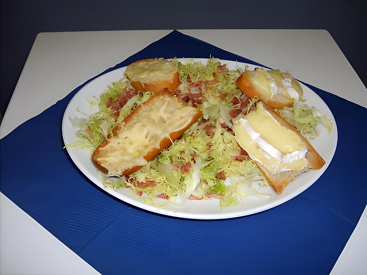 recette FRISEE LARDONS/FROMAGE