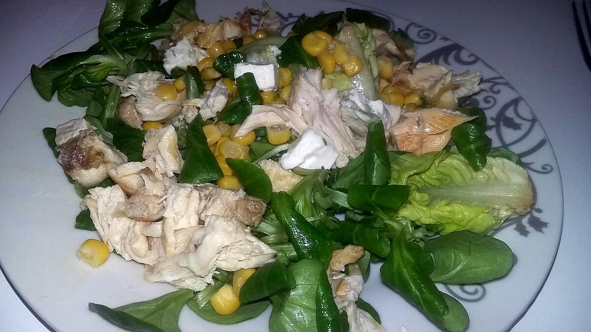 recette Salade du soir poulet bleue