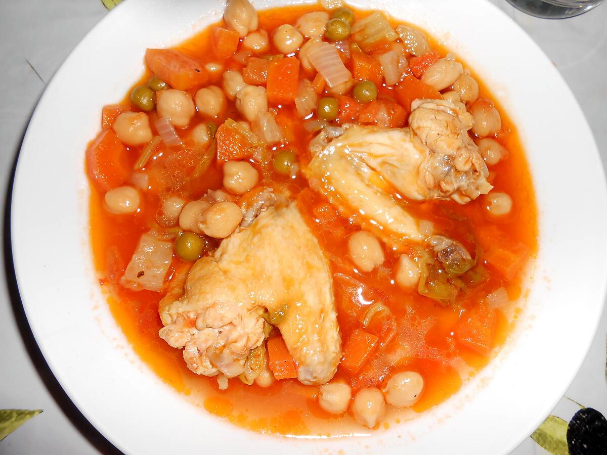 recette SOUPE AUX AILES DE POULET ET POIS CHICHES